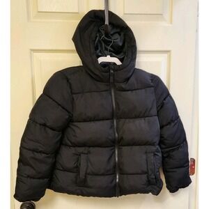 Unisex Youth Swiss Tech Black Puffer Jacket/ Hood Zip Up Pocket XL 14-161